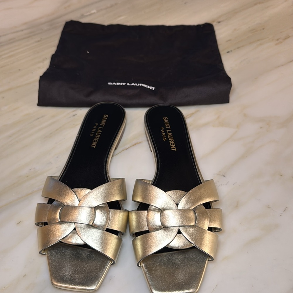 Saint Laurent light Gold Tribute Sandals - Picture 7 of 7